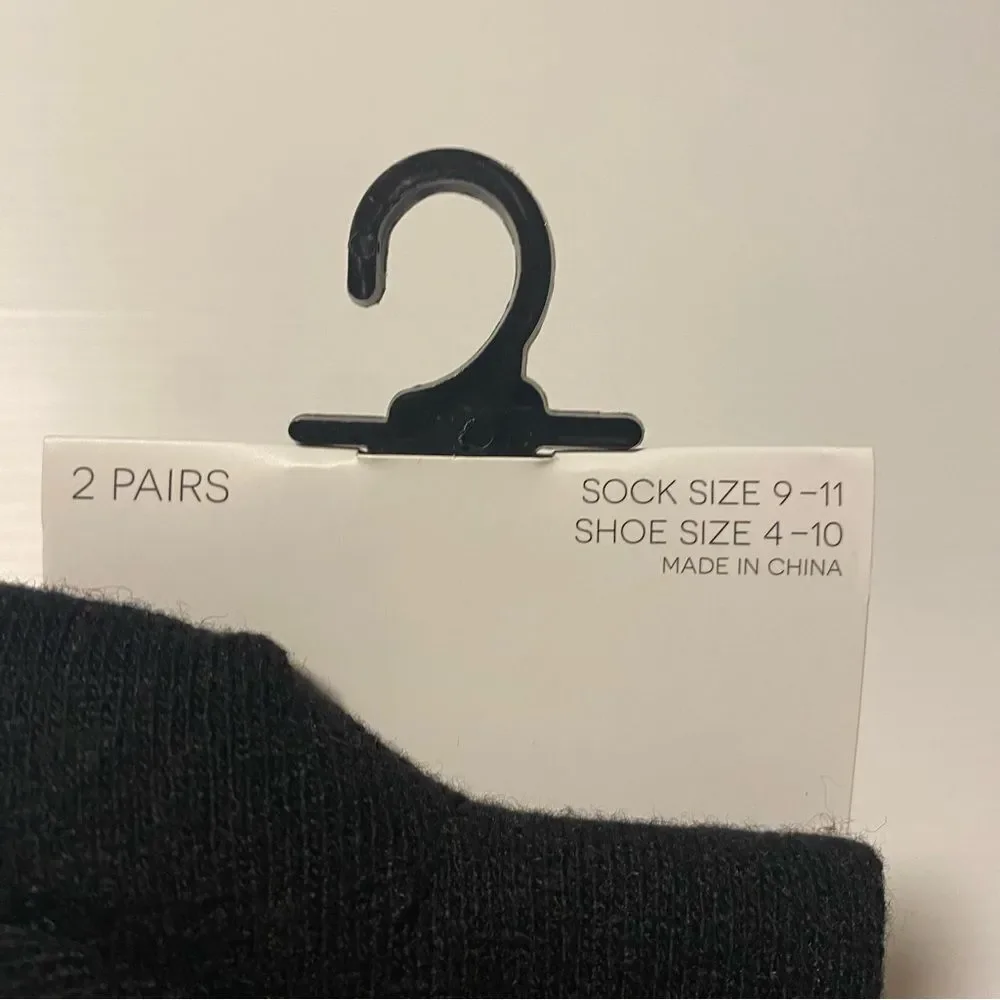 H Halston wool blend socks black/print 2 pairs NEW
